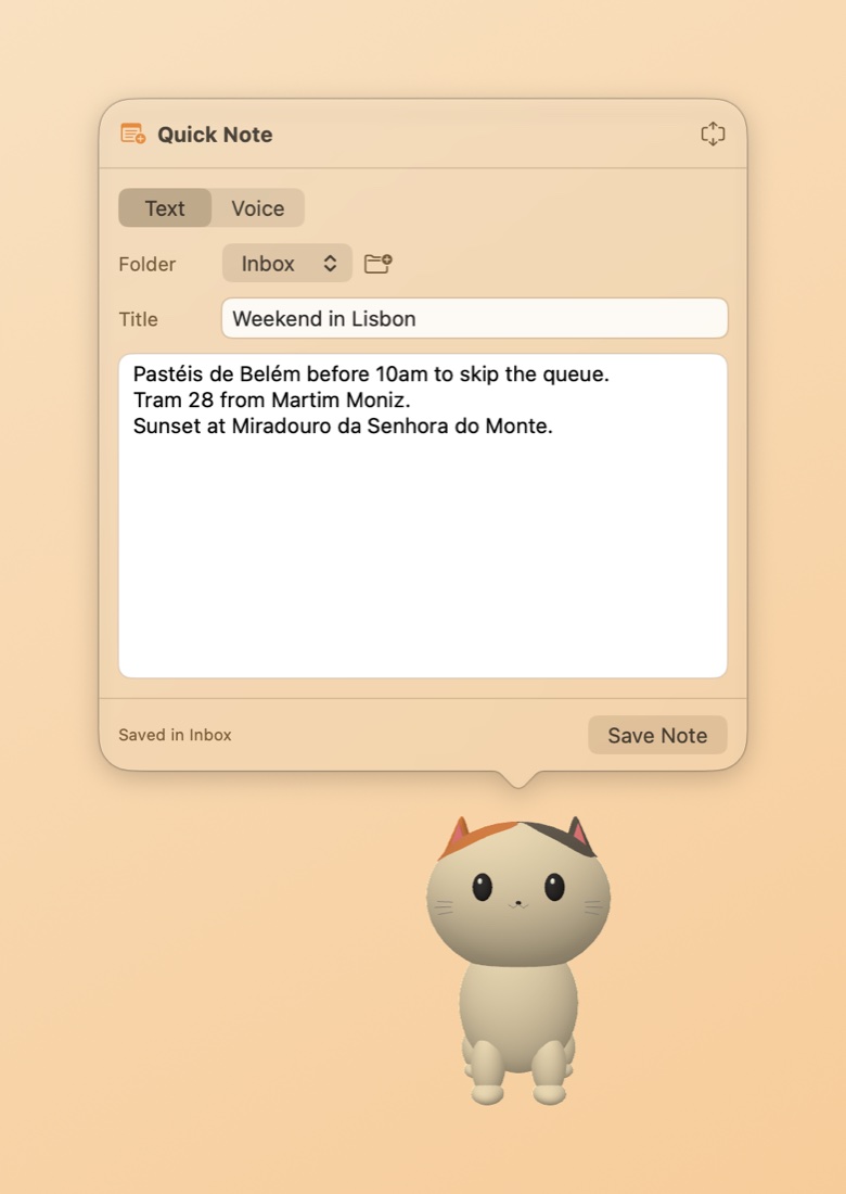 Quick Note: typed or voice notes